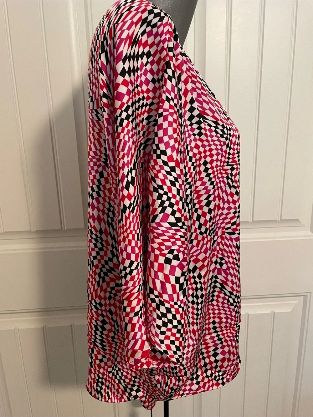 Michael Kors Pink Black White Geometric Tie-Hem Blouse